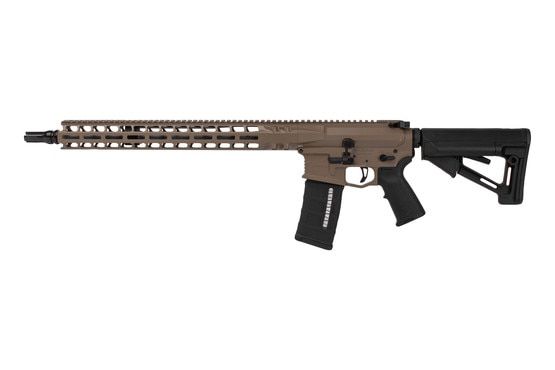 FDE Radian Weapons Model 1 .223 Wylde 17.5 inch AR 15 features an ambidextrous charging handle and ambi lower